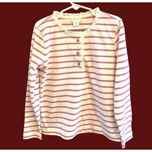 Crewcuts Girls Purple Striped Long Sleeve Cotton Shirt Small (6-7) Ruffle Collar
